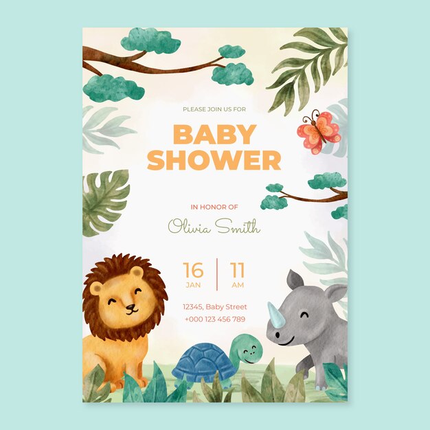 Projekt zaproszenia akwarela safari