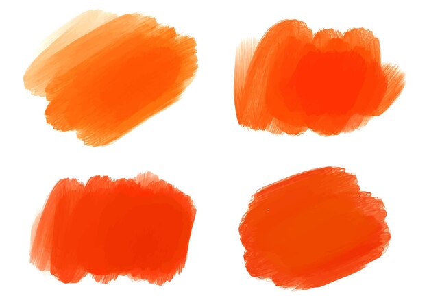 Bezpłatny wektor projekt zestawu farb pomarańczowych, szczotkowych, roztrzaskających się.