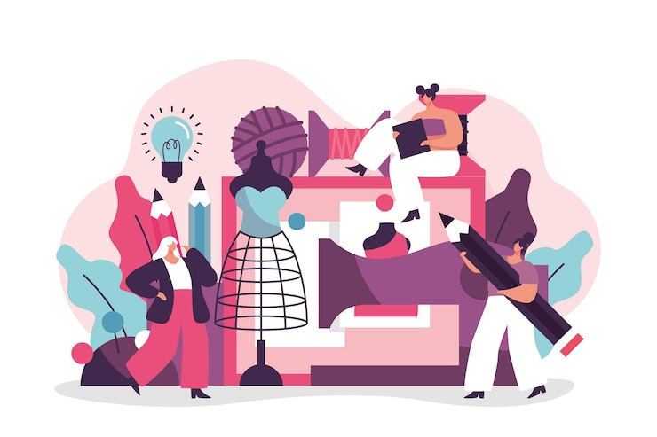 Bezpłatny plik Wektor projektant mody koncepcja ręcznie rysowane ilustracji