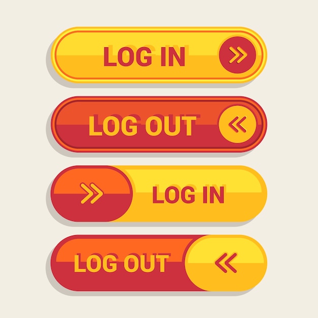 Bezpłatny wektor projektowanie ikon przycisków logowania i wylogowania