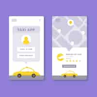 Bezpłatny wektor projektowanie interfejsu aplikacji taxi
