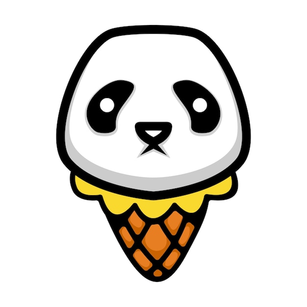 Bezpłatny wektor projektowanie logo ikona lody panda