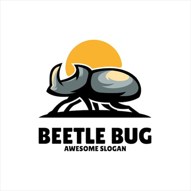 Bezpłatny wektor projektowanie logo ilustracja maskotka chrząszcza