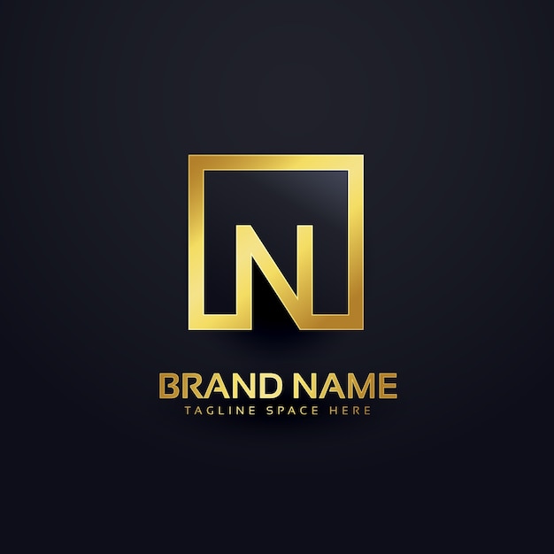 Bezpłatny wektor projektowanie logo na literę n w złotym