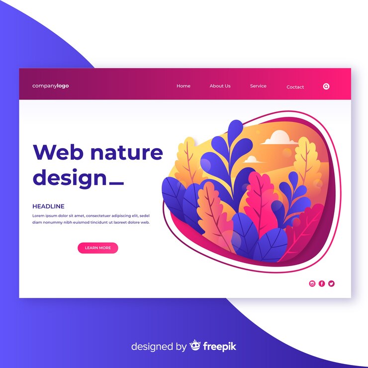 Bezpłatny plik Wektor projektowanie stron internetowych gradient nature