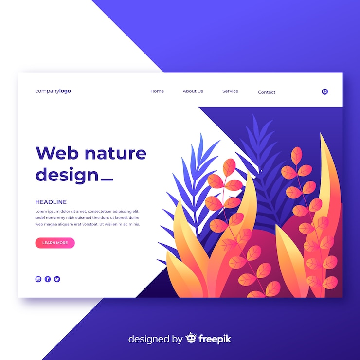 Bezpłatny plik Wektor projektowanie stron internetowych gradient nature