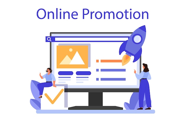 Promocja witryny internetowej usługi lub platformy produkt reklama cyfrowa marketing w mediach społecznościowych promocja online ilustracja wektorowa płaskiej