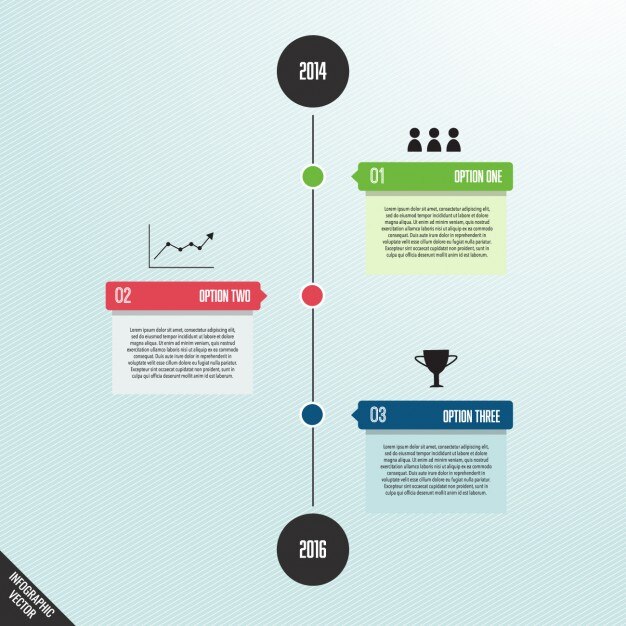 Proste infografika z linią czasu oraz opcji