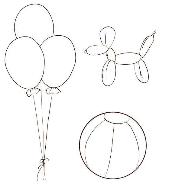 Bezpłatny wektor proste szkice balonów i piłki