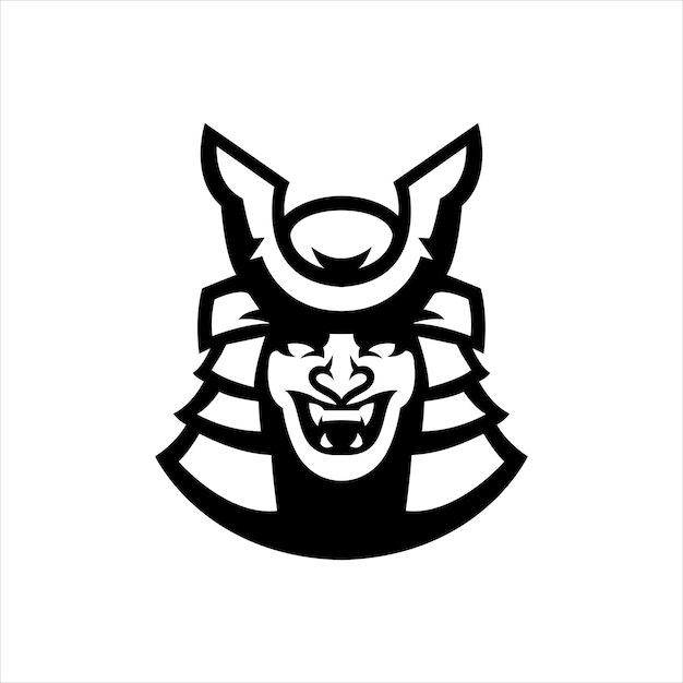 Bezpłatny wektor prosty projekt logo maskotki samuraja