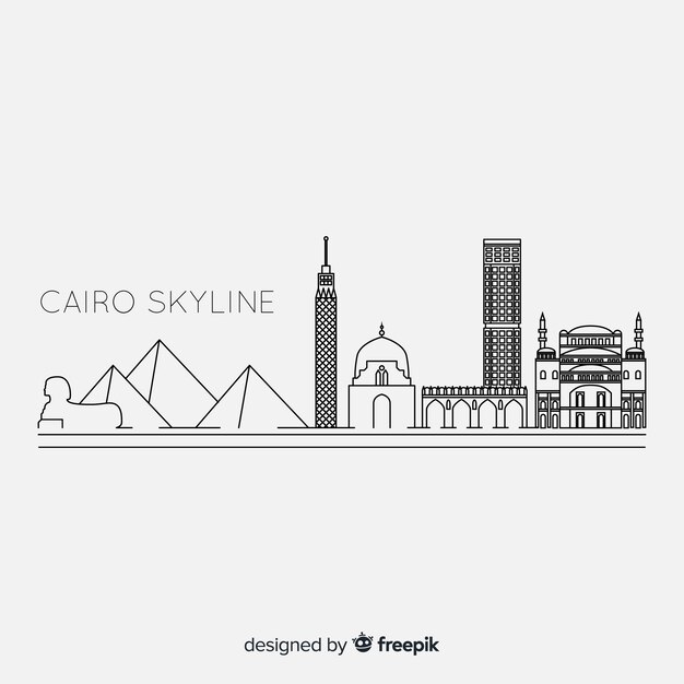 Przedstawione skyline cairo w czerni i bieli