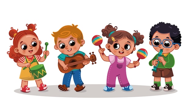 Przedszkolna grupa muzyczna dla dzieci ilustracja wektorowa