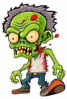 Bezpłatny wektor przerażający zielony zombie w stylu cartoon