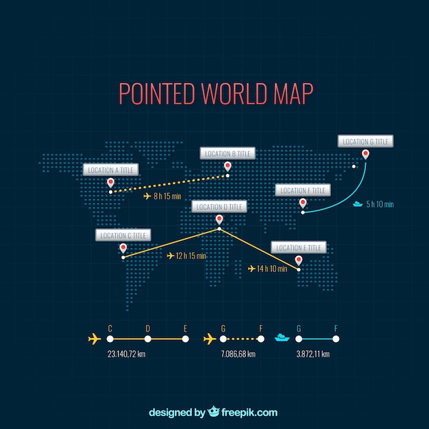 Bezpłatny wektor przerywana mapa świata