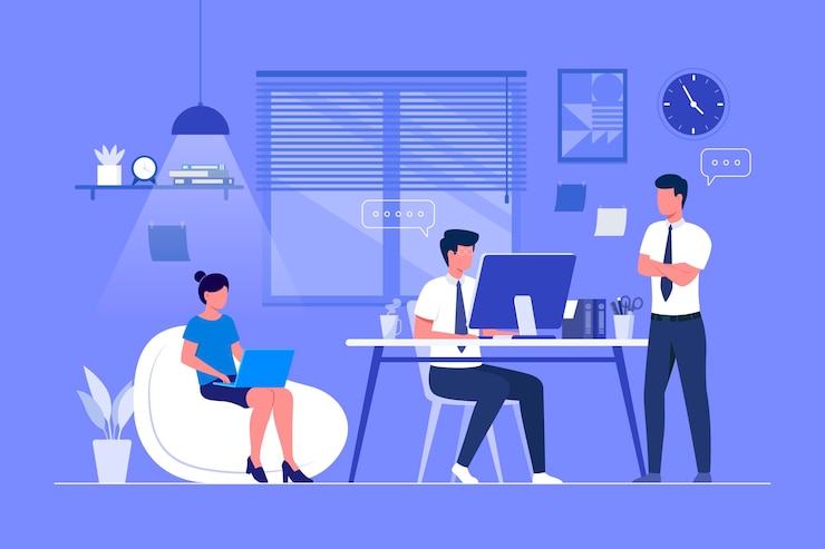 Bezpłatny plik Wektor przestrzeń coworkingowa odręcznie rysowana