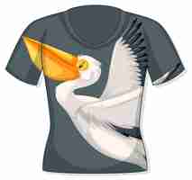 Bezpłatny wektor przód koszulki z wzorem pelikana
