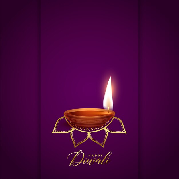 Purpurowe tło diwali z realistyczną diya