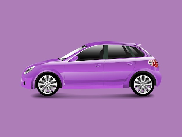 Purpurowy hatchback samochód w purpurowym tło wektorze
