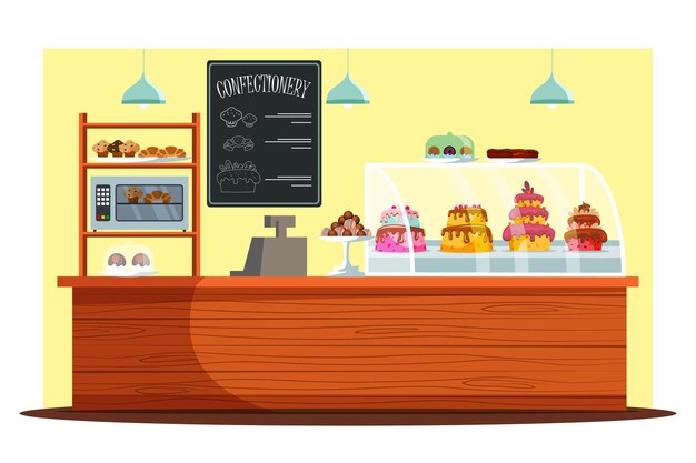Pusta ilustracja sklepu ze słodyczami