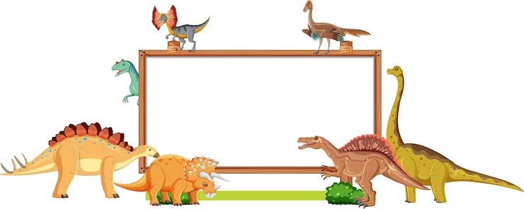Bezpłatny plik Wektor pusta plansza z wieloma dinozaurami