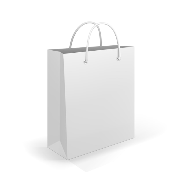 Bezpłatny wektor pusta torba na zakupy na biały do reklamy i marki