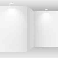 Bezpłatny wektor pusty biały pokój z oświetlenie punktowe