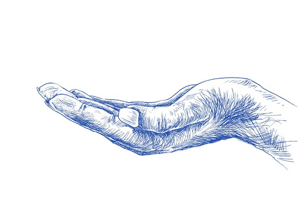 Pusty gest otwartej dłoni na białym tle Ręcznie rysowane szkic wektor tle
