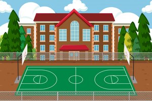 Bezpłatny wektor pusty szkolny boisko sportowe