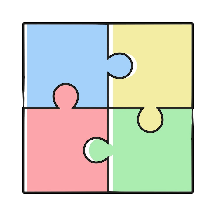 Bezpłatny plik Wektor puzzle doodle z wieloma kolorami