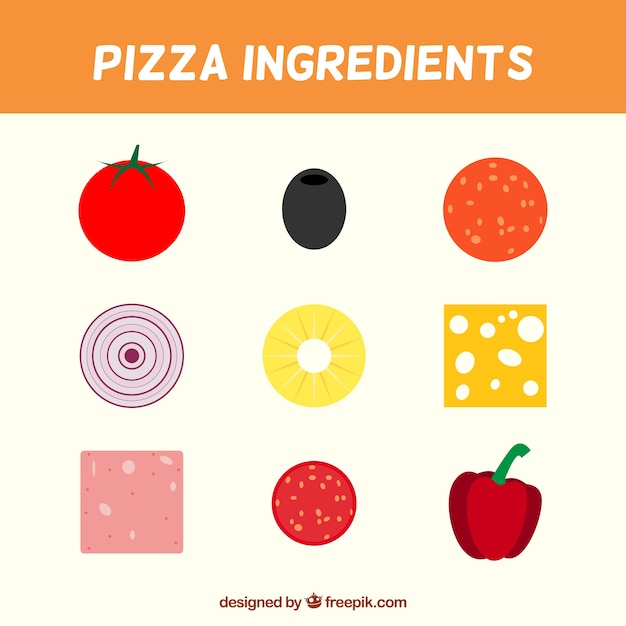 Bezpłatny wektor pyszne składniki do pizzy