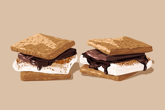 Pyszny Deser S'mores Zilustrowany