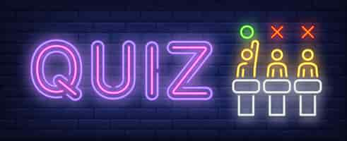 Bezpłatny wektor quiz neon znak