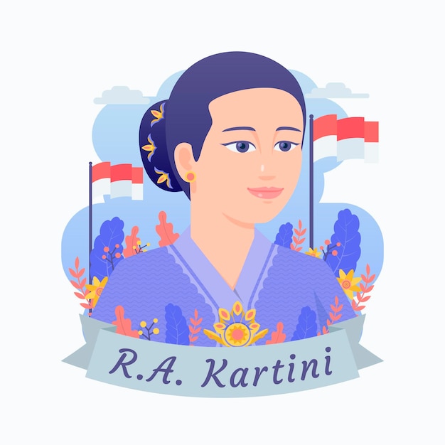 Bezpłatny wektor raden ajeng ilustracja kartini