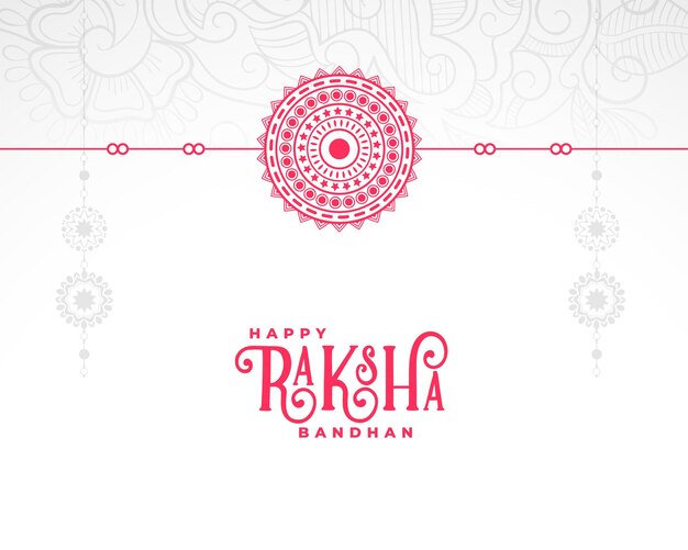 Raksha bandhan biała karta z dekoracyjnym płaskim wzorem rakhi