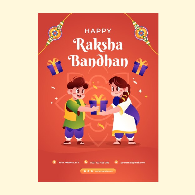 Raksha bandhan gradient ilustracja plakat
