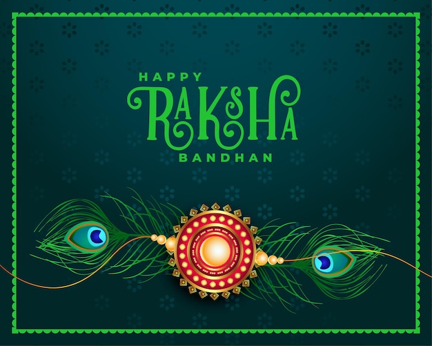 Raksha bandhan tło z rakhi i pawim piórem