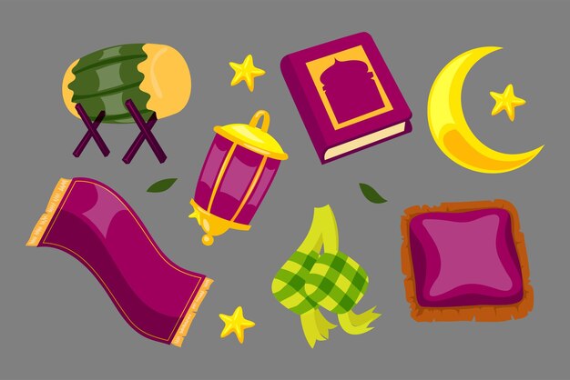 Ramadan arabski islamski zestaw ikon uroczystości Ilustracja wektorowa