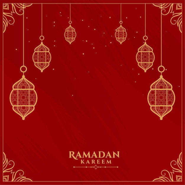 Ramadan Kareem Czerwona Ozdobna Płaska Kartka Z życzeniami