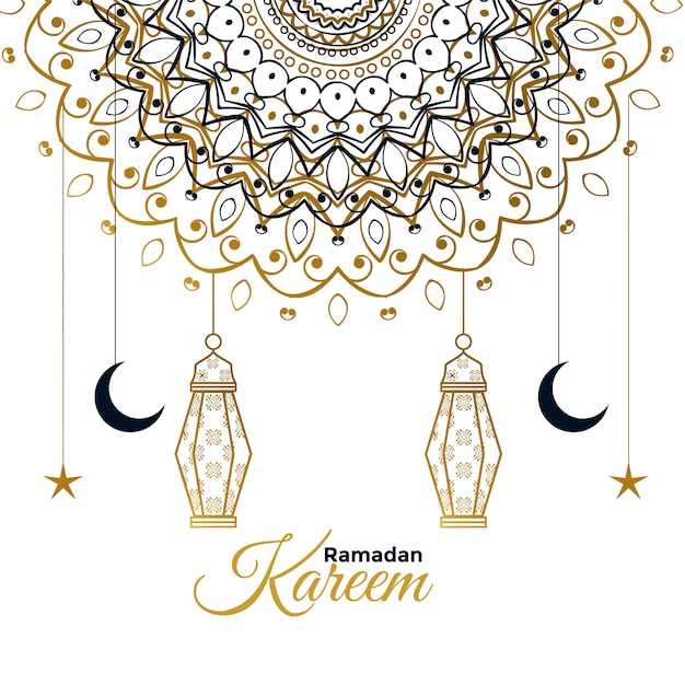 Bezpłatny wektor ramadan kareem dekoracyjny piękny powitanie