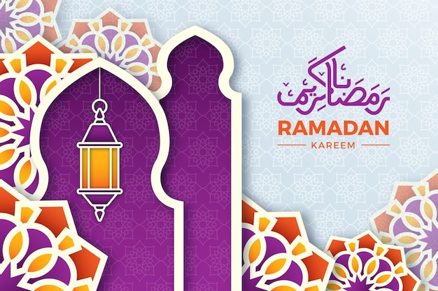 Bezpłatny wektor ramadan kareem ilustracja w stylu papieru