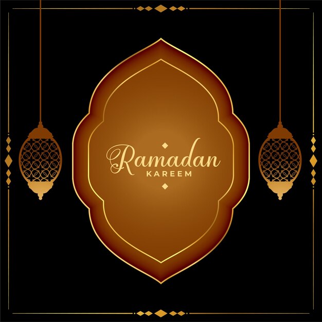 Ramadan Kareem Ilustracja W Złotym Stylu