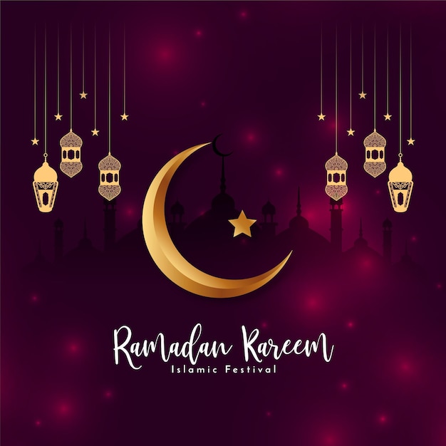 Ramadan Kareem Sierp Księżyca Religijne Islamskie Tło Wektor