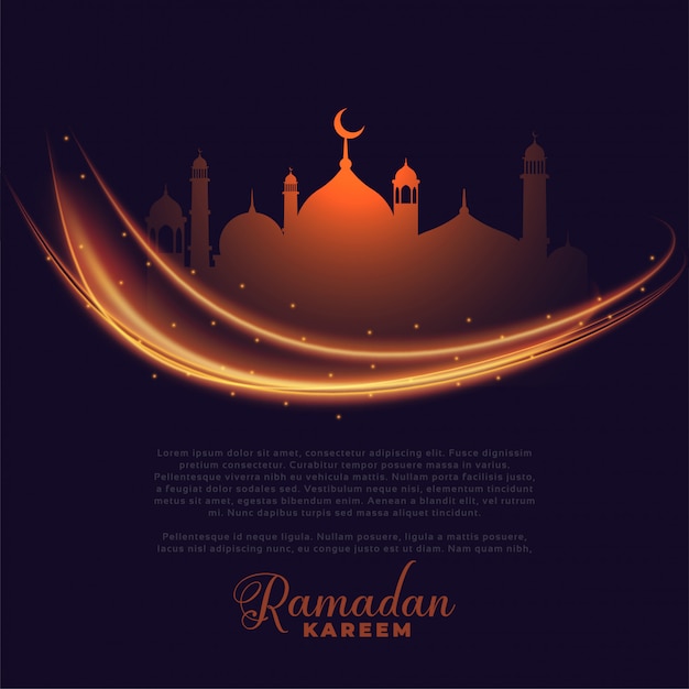 Ramadan Kareem świecące światła Pozdrowienie Projekt