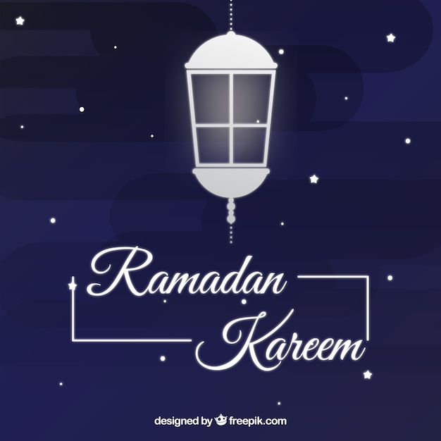 Bezpłatny wektor ramadan kareem tło z latarnią i gwiazd