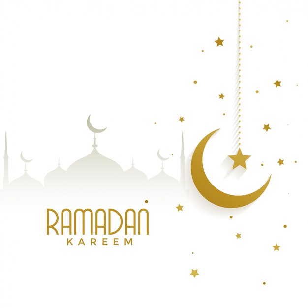 Ramadan kareem z meczetem i złotym księżycem