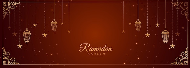 Bezpłatny wektor ramadan kareem życzy sobie transparentu z arabską dekoracją