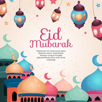 Ramadan kartkę z życzeniami z ręcznie rysowaną płaską konstrukcją