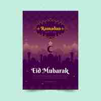 Bezpłatny wektor ramadan pionowy szablon karty z pozdrowieniami