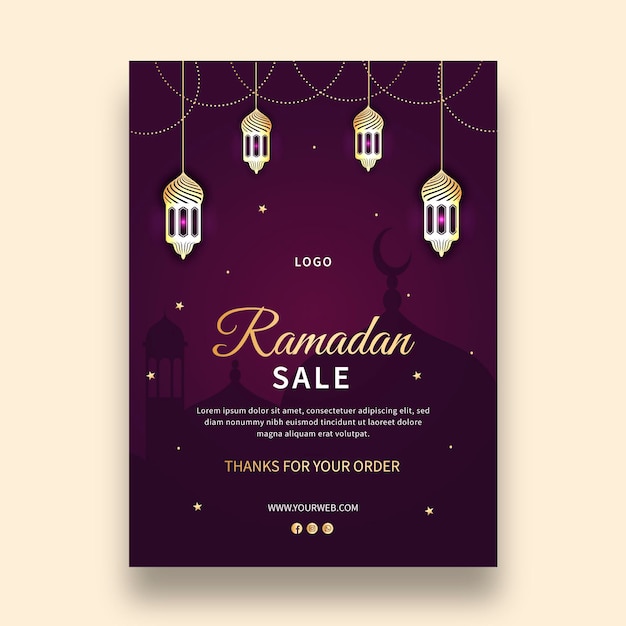 Ramadan Pionowy Szablon Karty Z Pozdrowieniami