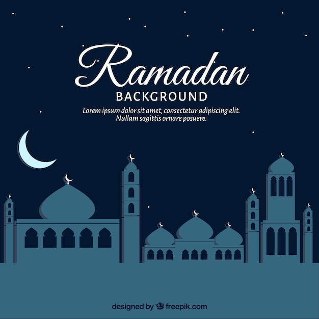 Ramadan Tło Z Meczetem W Nocy